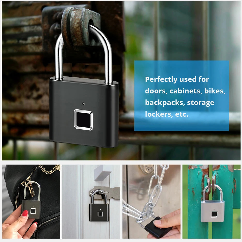 LifeSimpl™ Smart Fingerprint Padlock – USB-C Rechargeable, Waterproof