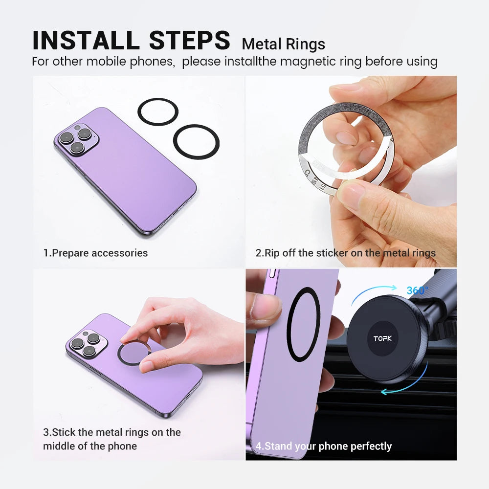 Magnetic Car Phone Mount – Hands-Free Dashboard & Vent Holder