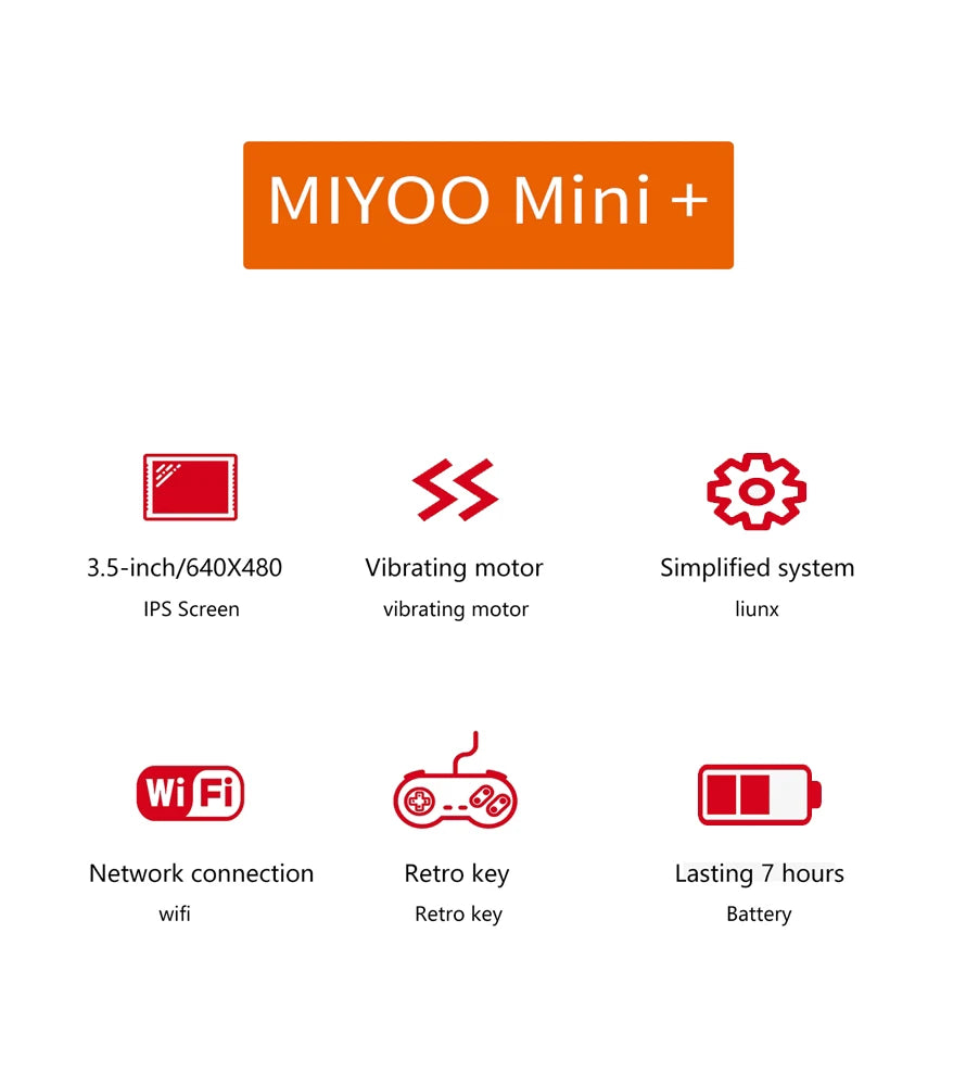 MIYOO Mini Plus Retro Handheld Game Console (64GB) – 
Portable Classic Gaming System with 3.5” IPS Screen