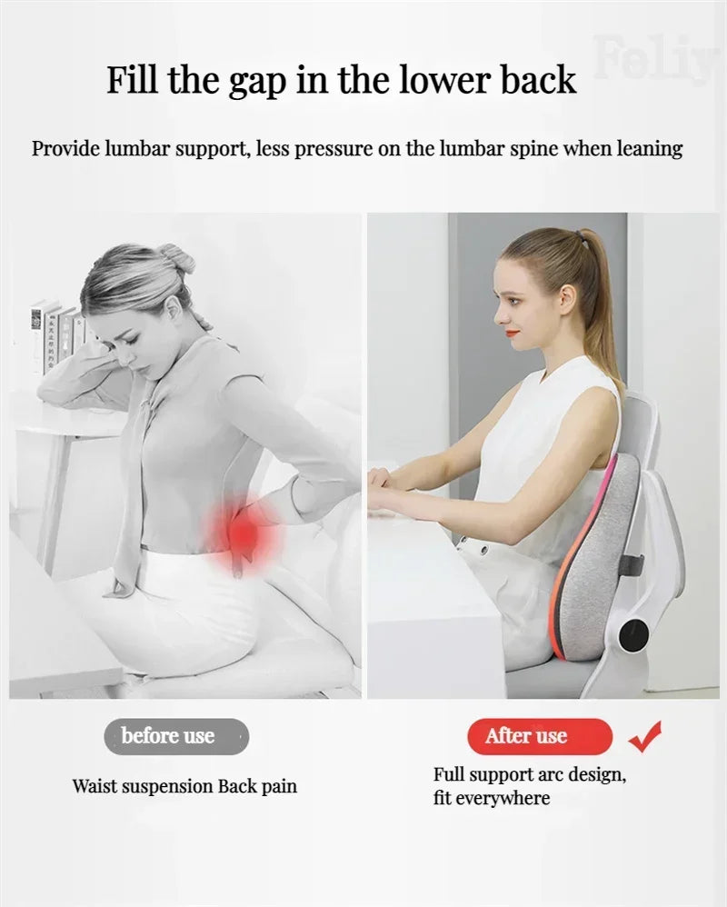 Ergonomic Lumbar Support Cushion – Memory Foam Back Relief