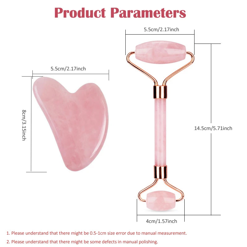 LifeSimpl™ Rose Quartz Facial Sculpting Set – Jade Roller & Gua Sha Glow Ritual