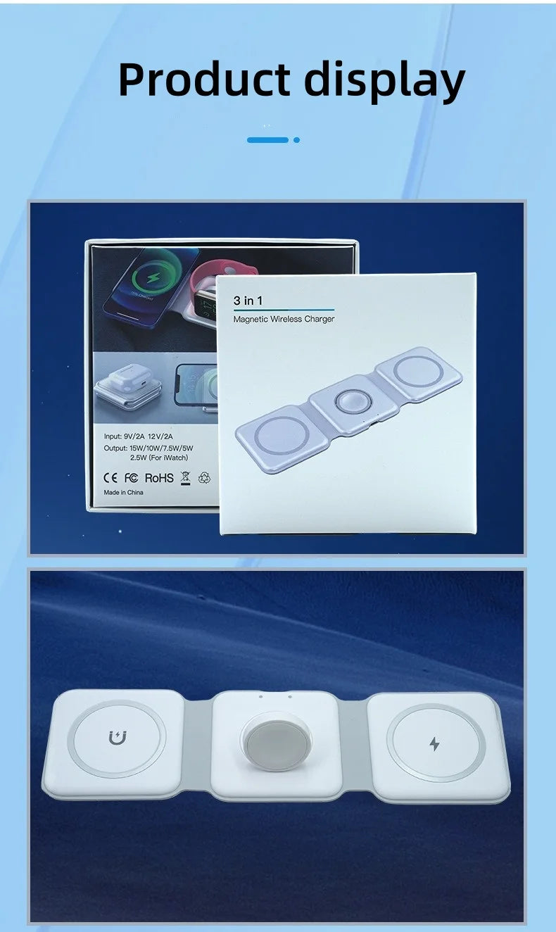 LifeSimpl™ 3-in-1 Infinity-Fold Wireless Charging Station – Ultra-Slim Magnetic Hub