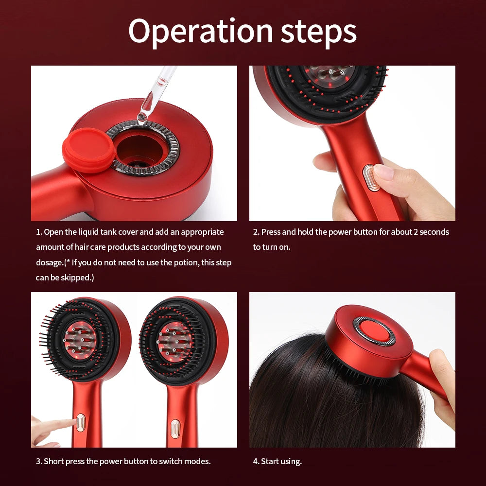 Red Light Microcurrent Scalp Massage Comb – Rechargeable Hair & Scalp Care Tool