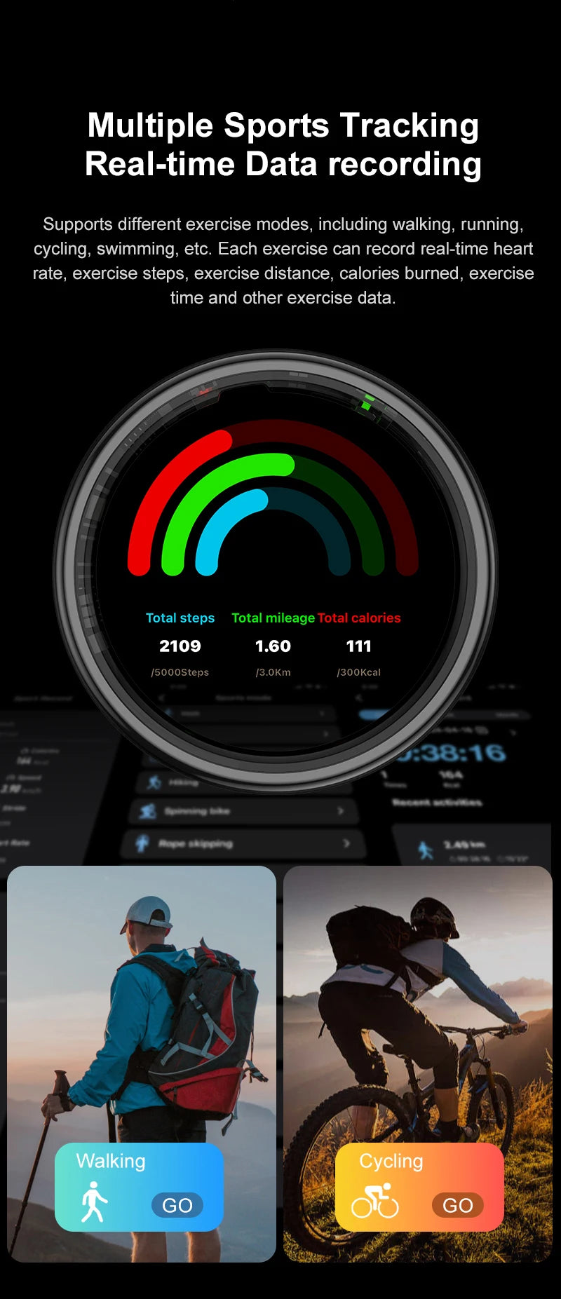 R13 Smart Health Tracking Ring with Touch Display – Fitness & Sleep Monitor