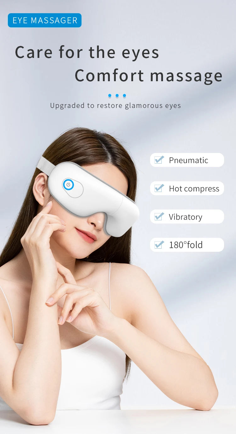 Folding Heated Eye Massager with Air Compression & Bluetooth Music