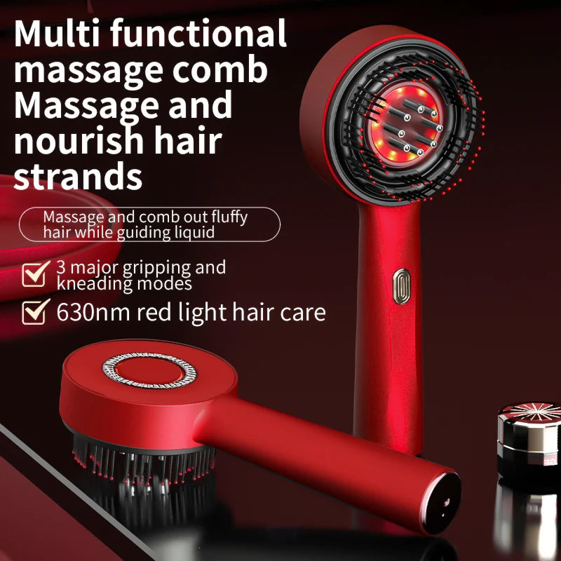 Red Light Microcurrent Scalp Massage Comb – Rechargeable Hair & Scalp Care Tool