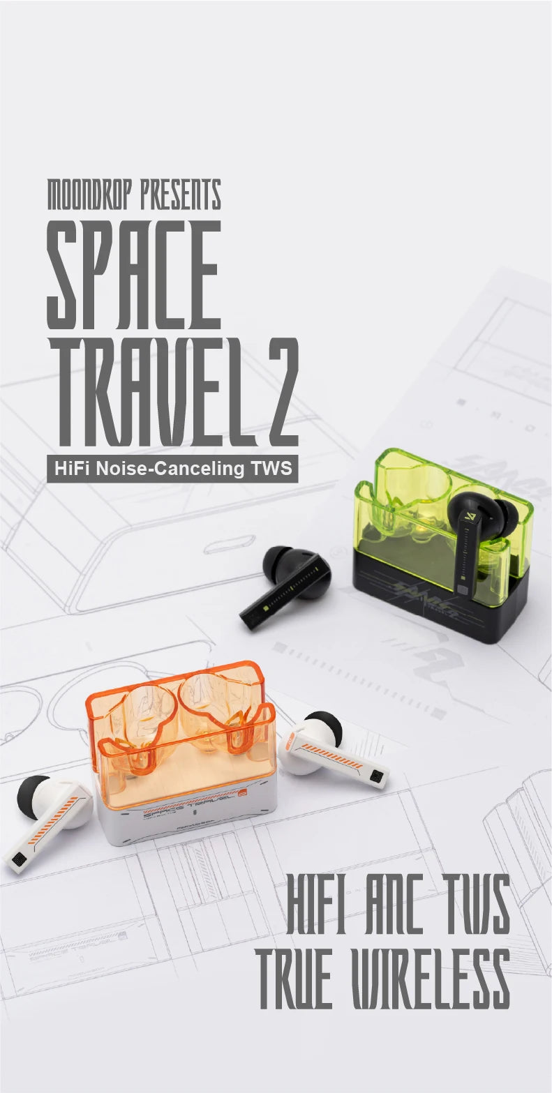 MOONDROP Space Travel 2 Wireless Earphones – Bluetooth 6.0 ANC TWS In-Ear Headphones with Low-Latency Gaming Mode