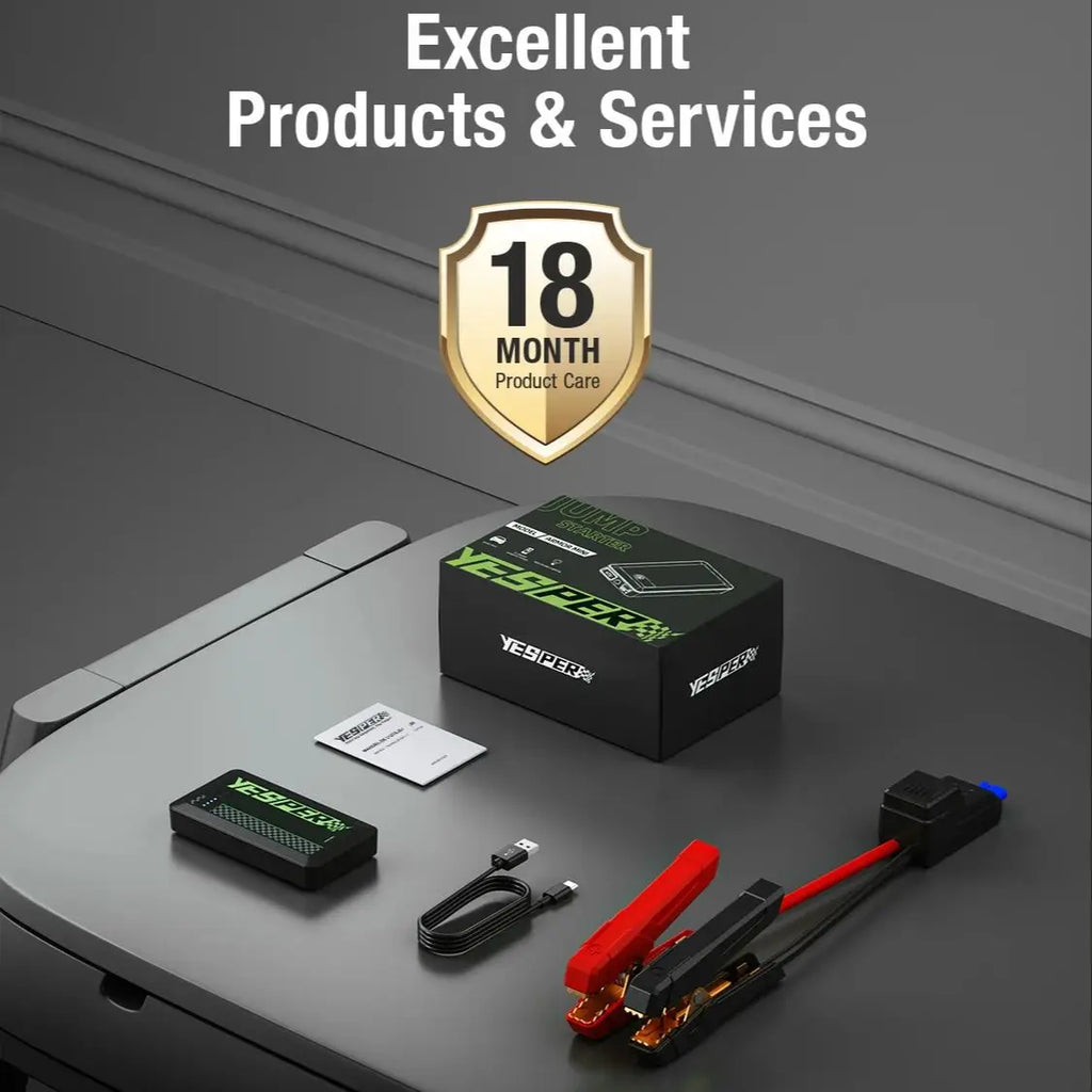 🇺🇸 YESPER 1200A Portable Car Jump Starter (USA Stock) – Compact Emergency Power for Gas & Diesel Engines