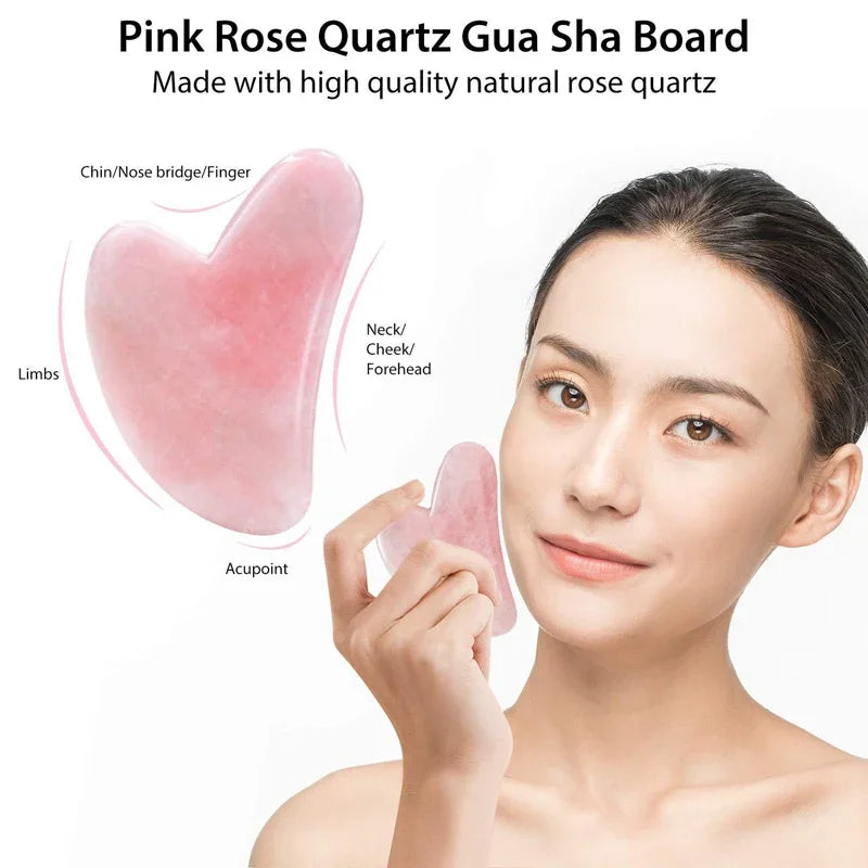 LifeSimpl™ Rose Quartz Facial Sculpting Set – Jade Roller & Gua Sha Glow Ritual