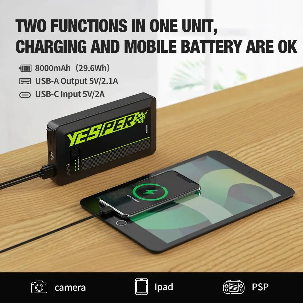 🇺🇸 YESPER 1200A Portable Car Jump Starter (USA Stock) – Compact Emergency Power for Gas & Diesel Engines