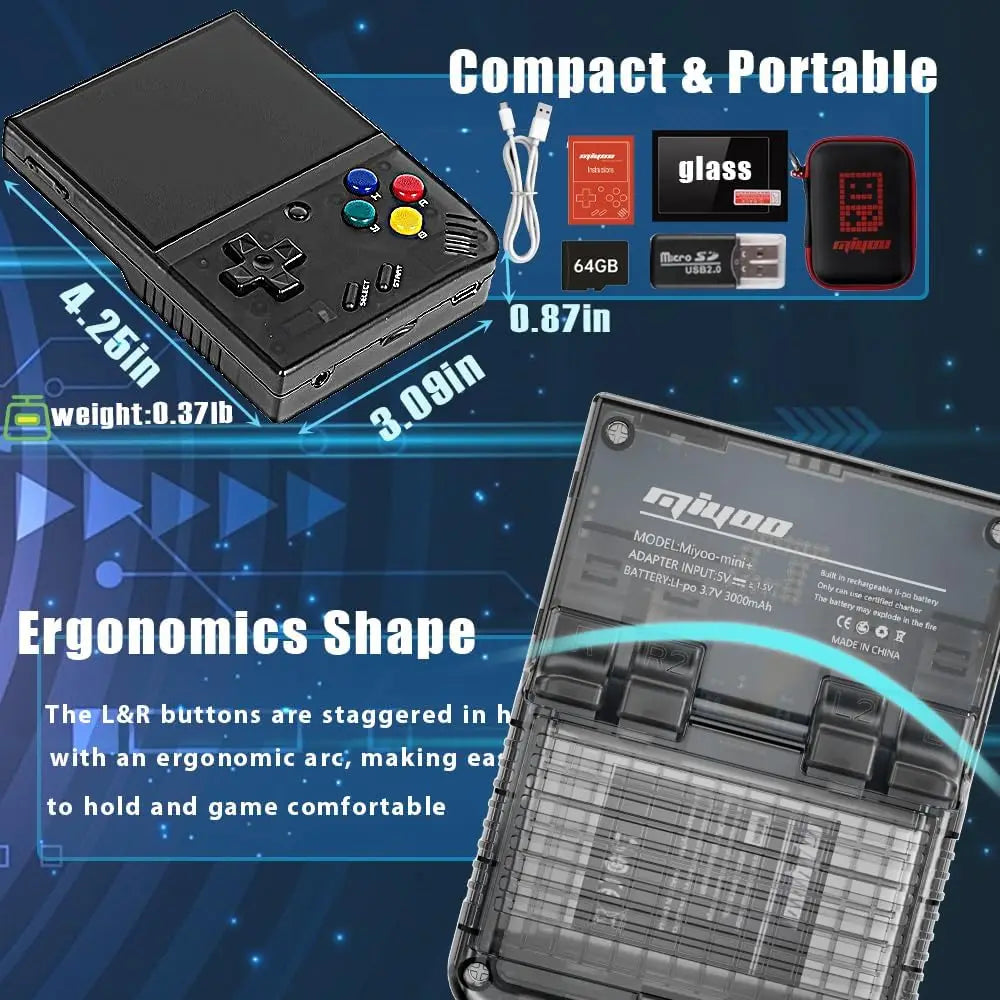 MIYOO Mini Plus Retro Handheld Game Console (64GB) – 
Portable Classic Gaming System with 3.5” IPS Screen