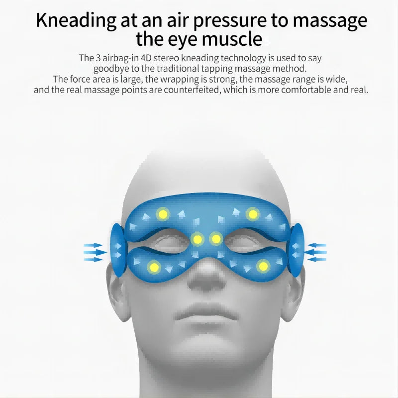 Folding Heated Eye Massager with Air Compression & Bluetooth Music