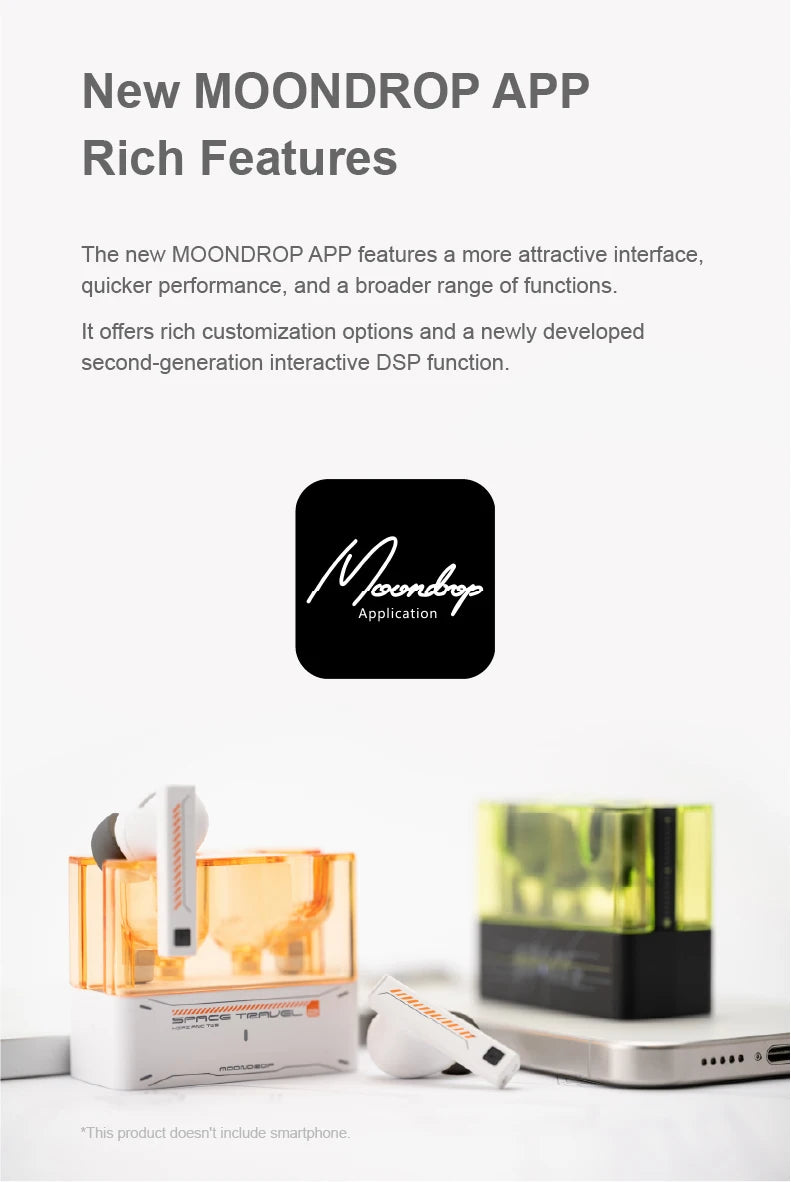 MOONDROP Space Travel 2 Wireless Earphones – Bluetooth 6.0 ANC TWS In-Ear Headphones with Low-Latency Gaming Mode