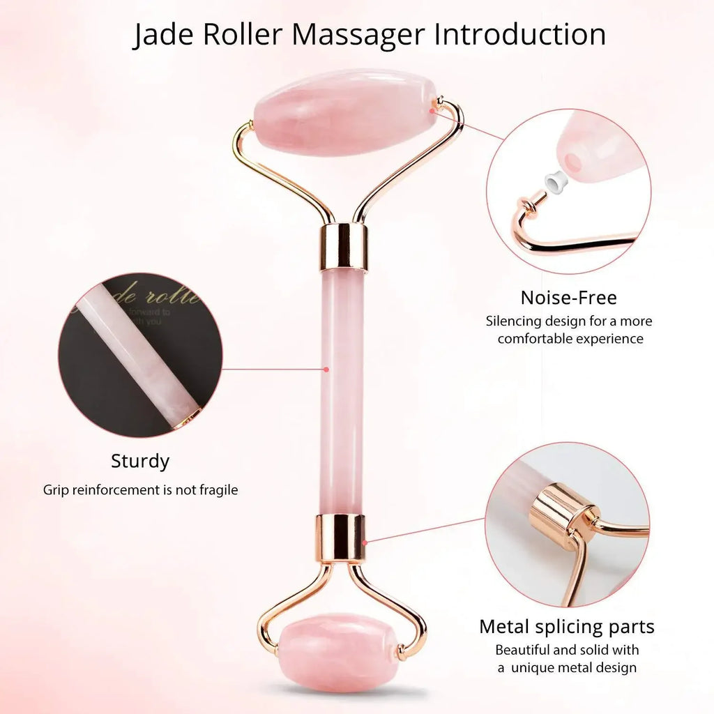 LifeSimpl™ Rose Quartz Facial Sculpting Set – Jade Roller & Gua Sha Glow Ritual