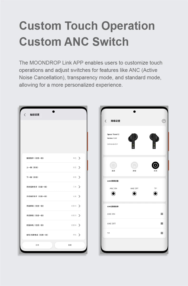 MOONDROP Space Travel 2 Wireless Earphones – Bluetooth 6.0 ANC TWS In-Ear Headphones with Low-Latency Gaming Mode