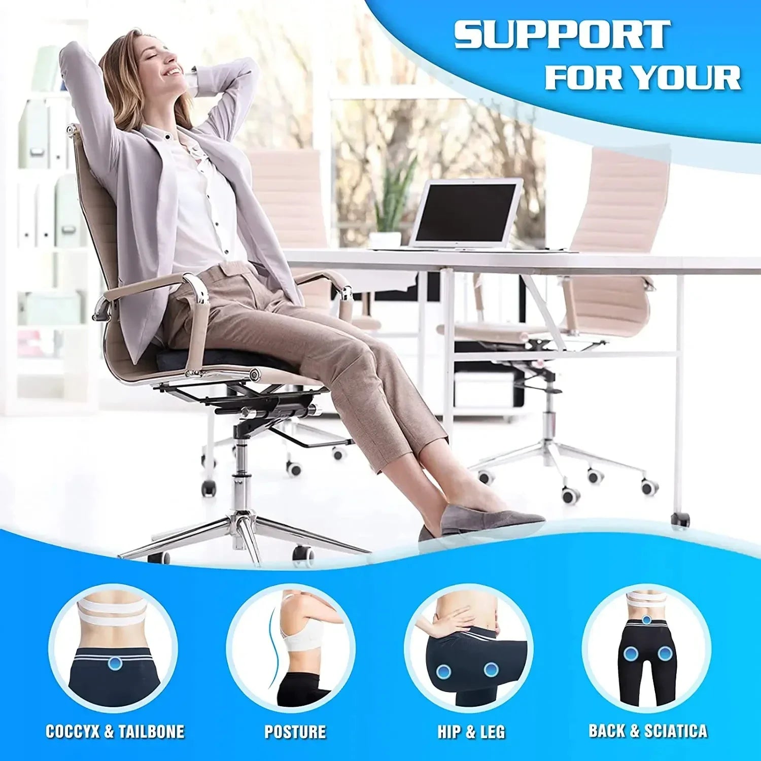 Ergonomic Lumbar Support Cushion – Memory Foam Back Relief