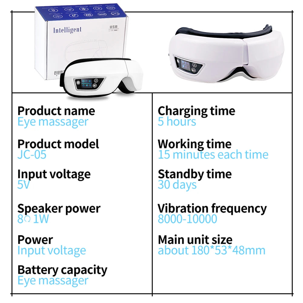 6D Smart Vibration Eye Massager Airbag Compress Eye Care Instrument Bluetooth Music Eye Massage Sleepping Mask Eye Relax Fatigue