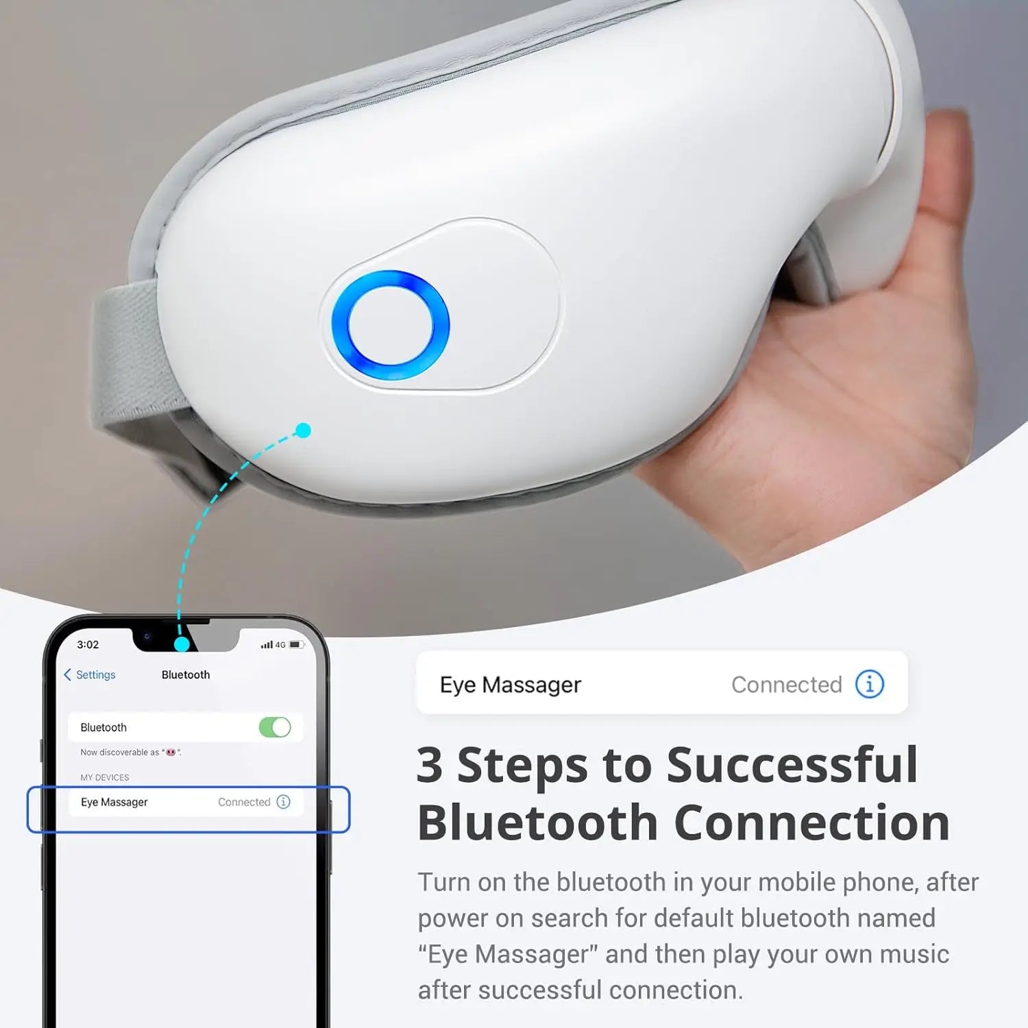 Folding Heated Eye Massager with Air Compression & Bluetooth Music