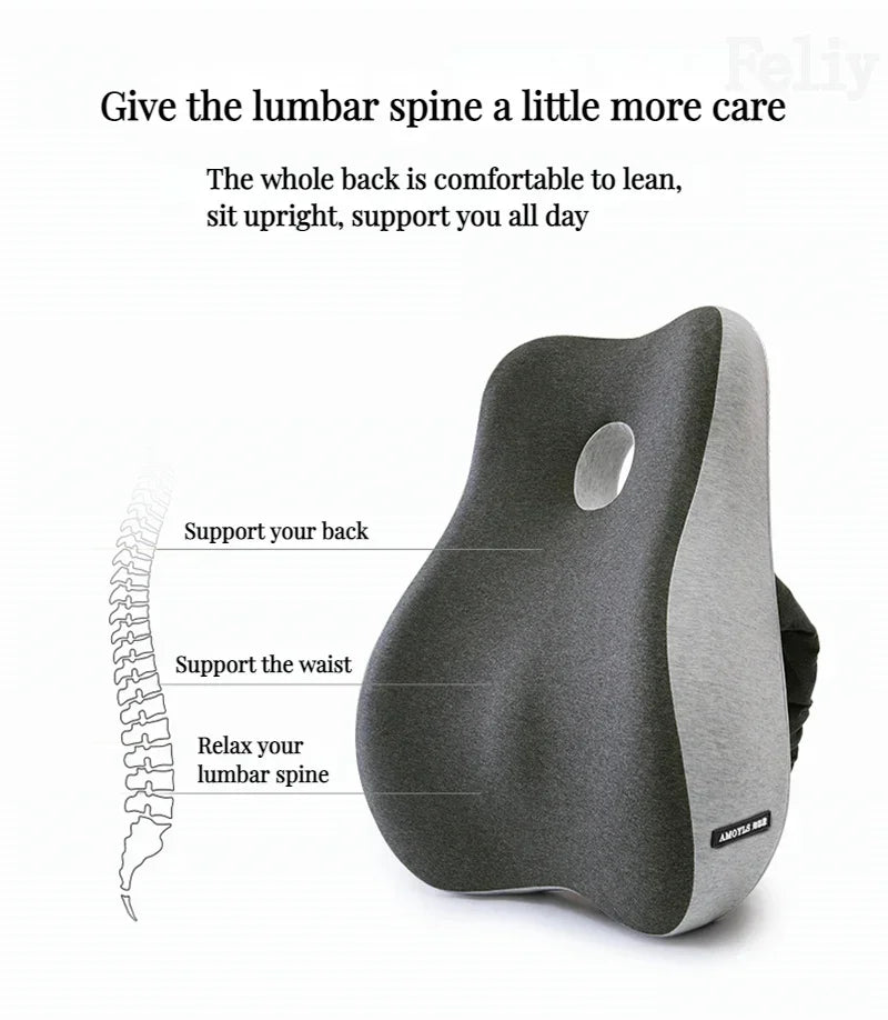 Ergonomic Lumbar Support Cushion – Memory Foam Back Relief