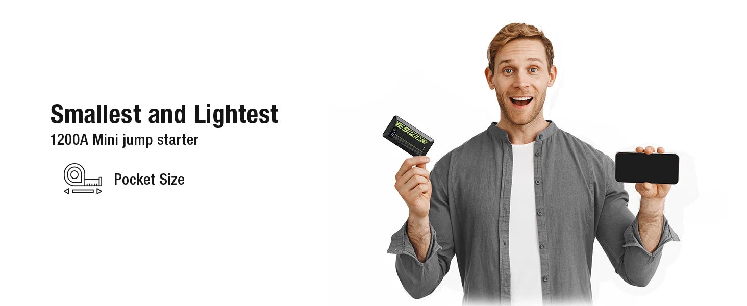 🇺🇸 YESPER 1200A Portable Car Jump Starter (USA Stock) – Compact Emergency Power for Gas & Diesel Engines