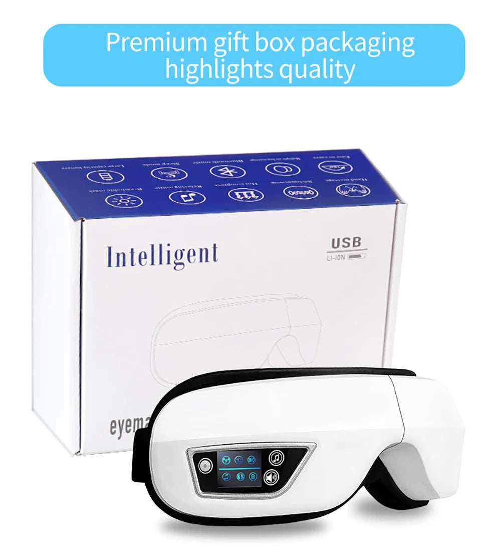 6D Smart Vibration Eye Massager Airbag Compress Eye Care Instrument Bluetooth Music Eye Massage Sleepping Mask Eye Relax Fatigue