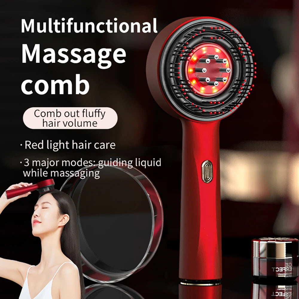 Red Light Microcurrent Scalp Massage Comb – Rechargeable Hair & Scalp Care Tool