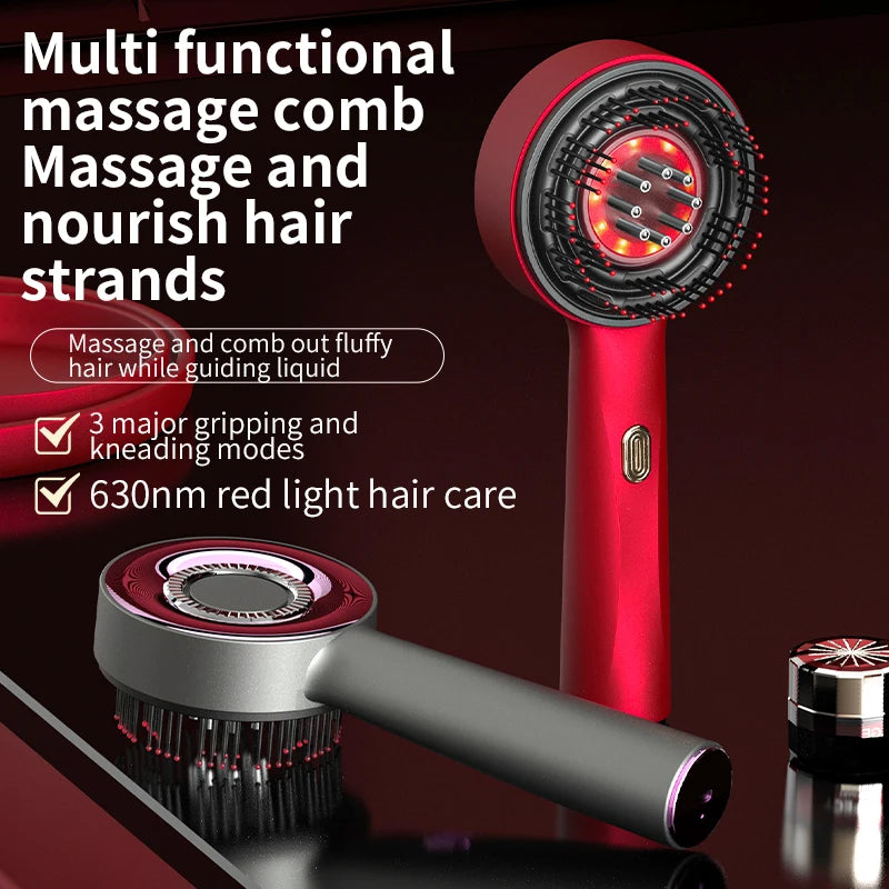 Red Light Microcurrent Scalp Massage Comb – Rechargeable Hair & Scalp Care Tool