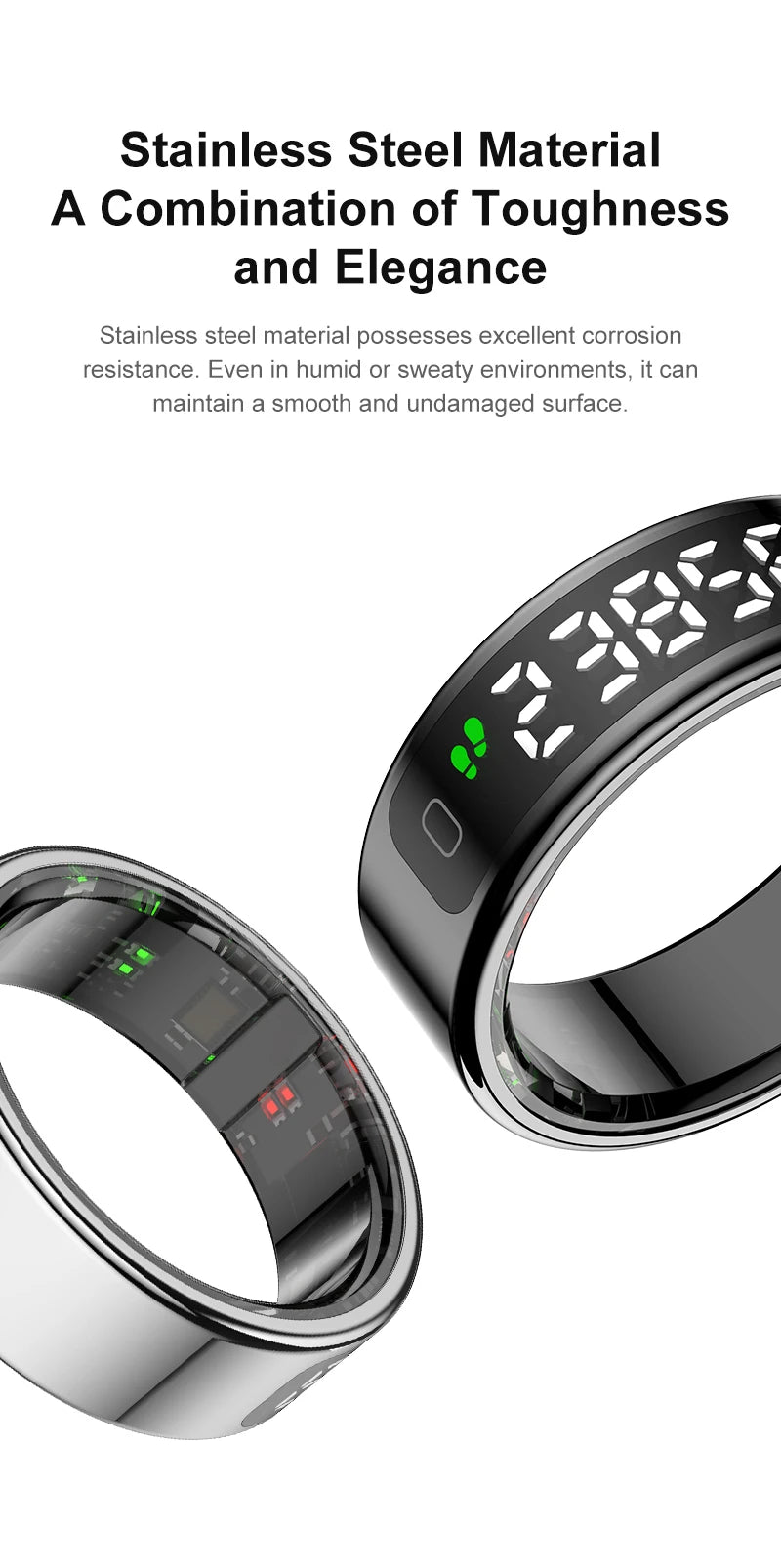 R13 Smart Health Tracking Ring with Touch Display – Fitness & Sleep Monitor