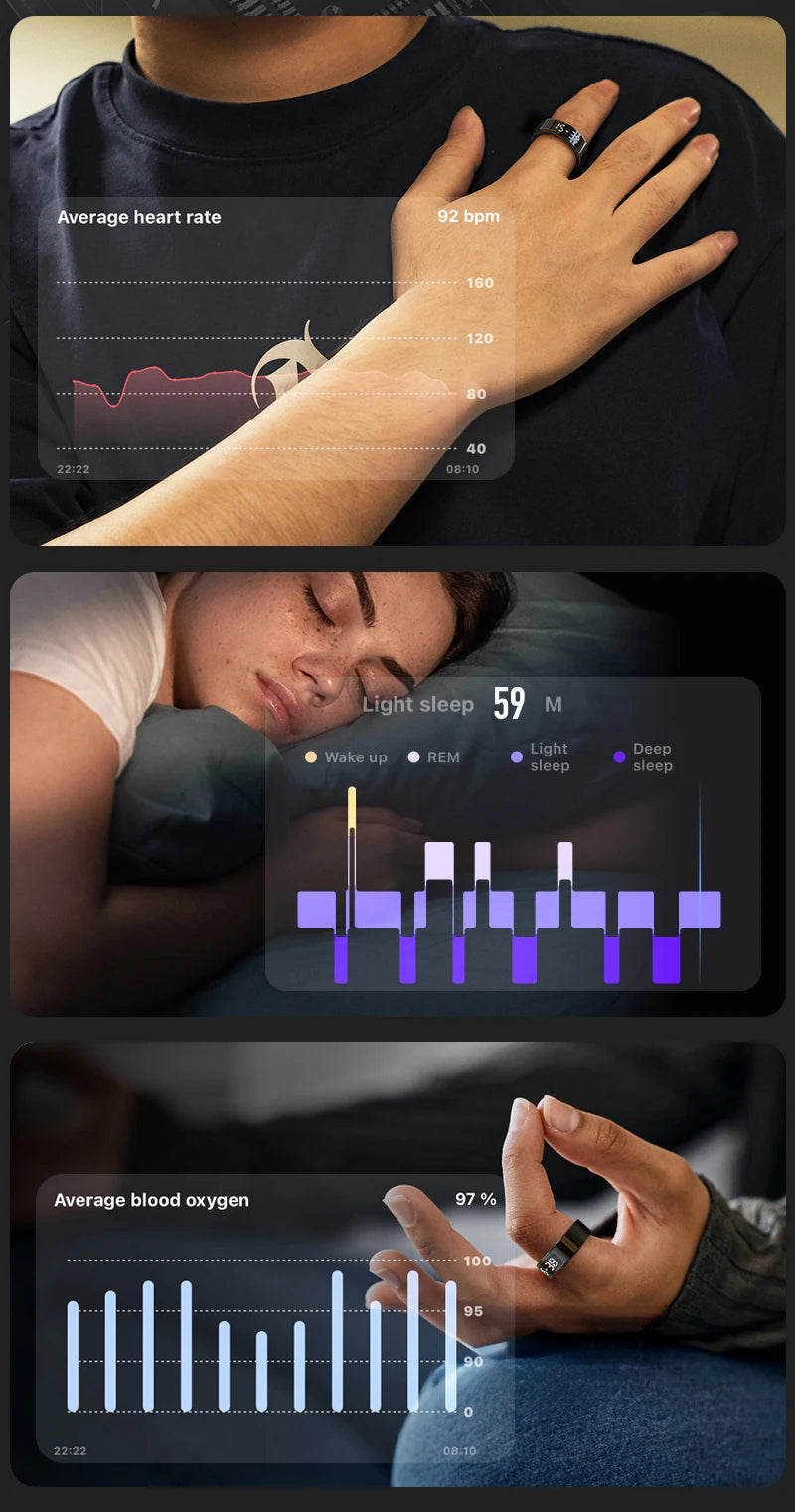 R13 Smart Health Tracking Ring with Touch Display – Fitness & Sleep Monitor