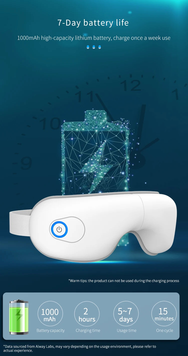 Folding Heated Eye Massager with Air Compression & Bluetooth Music