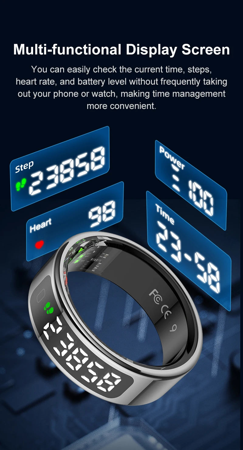 R13 Smart Health Tracking Ring with Touch Display – Fitness & Sleep Monitor