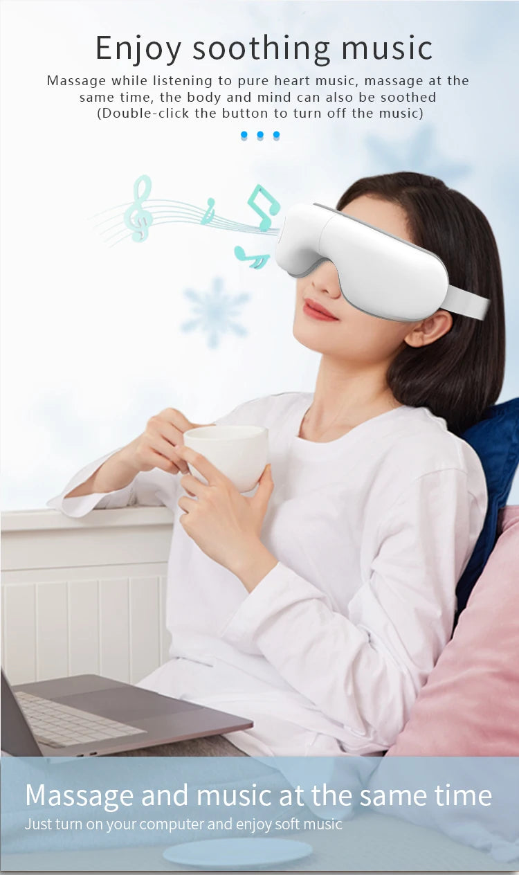 Folding Heated Eye Massager with Air Compression & Bluetooth Music