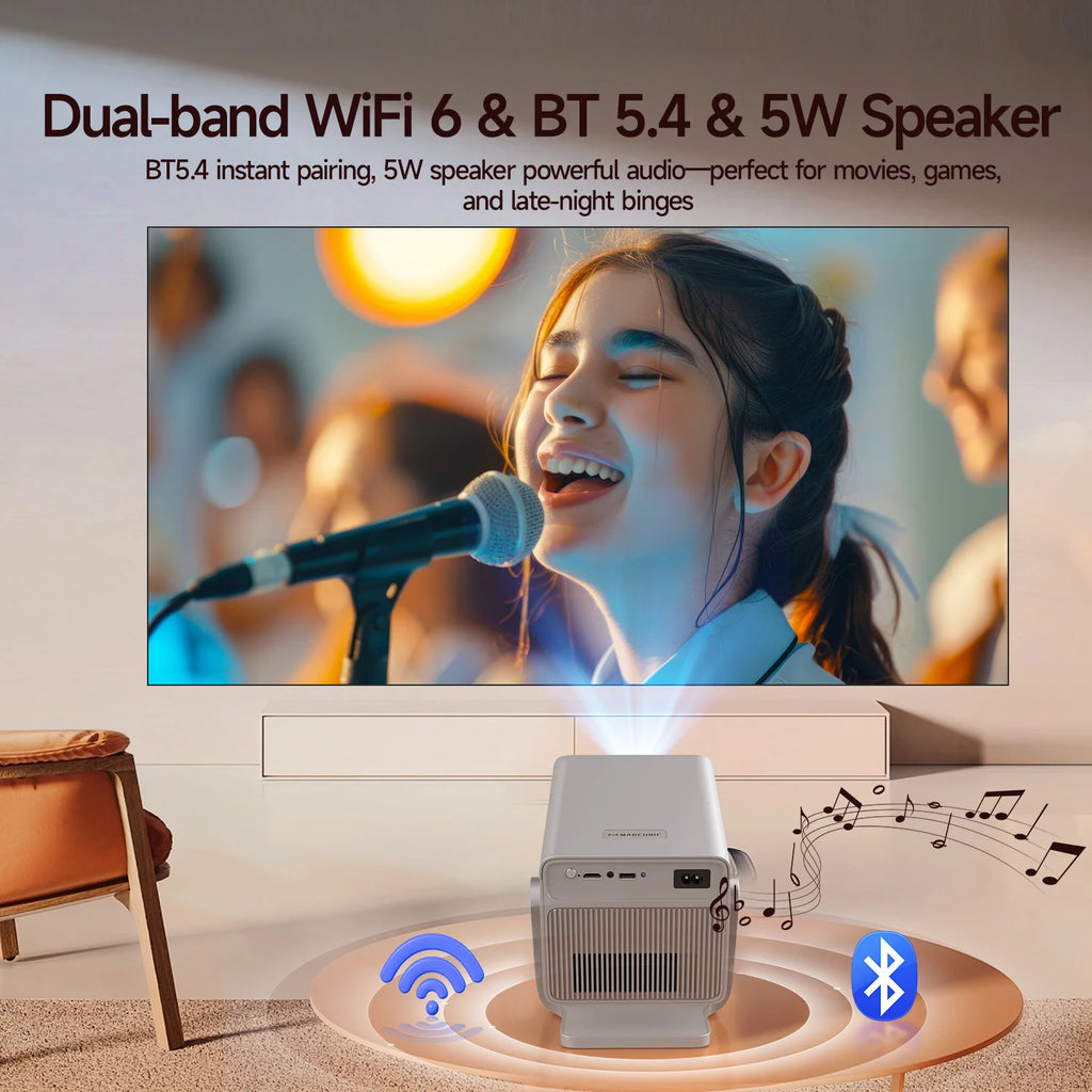 Magcubic X7 Smart Projector – 1000 ANSI, Native 1080P, Android 14, WiFi 6, Bluetooth, 8K Video Support