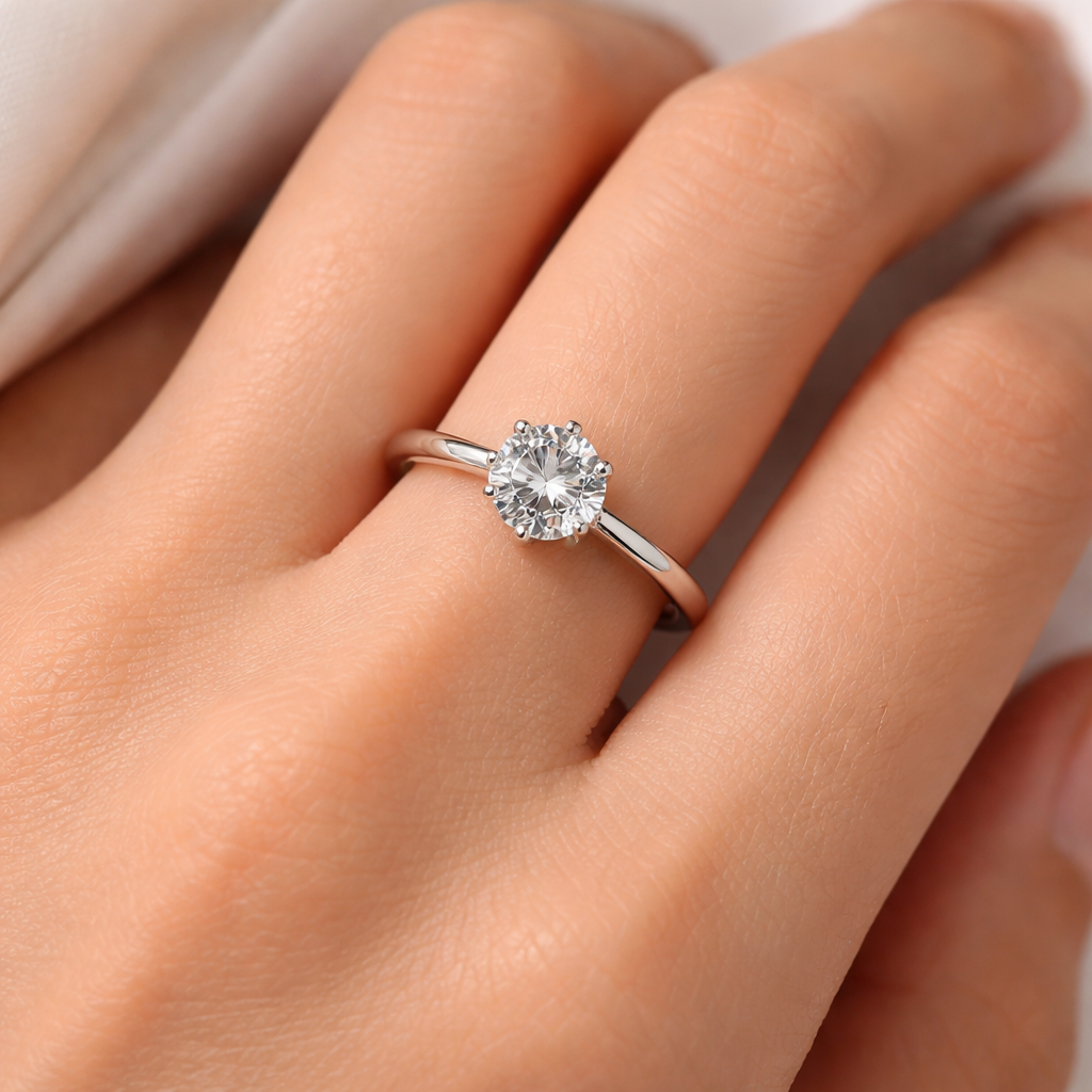 Moissanite Solitaire Ring – 1ct & 2ct | 925 Sterling Silver Engagement-Style Ring